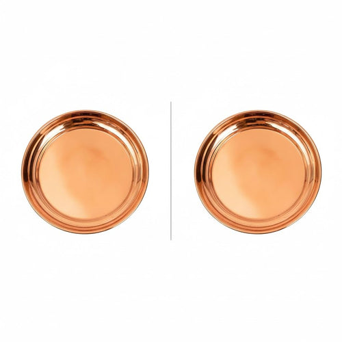 Festilo Copper Plain Plate for use Pooja, Home, Pooja thali/Brass Pooja Thali for Decorate thali Size 6 inch Pack of 2