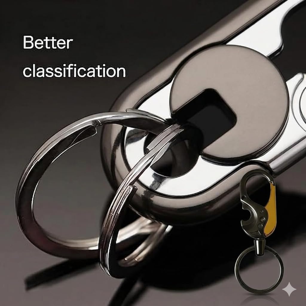 Multifunctional Car Keychain with Opener for Men & Women – Metal Key Ring, Durable, Stylish & Versatile Key Holder for Car, Bike, Bags & Gifts – Sleek Modern & Classic Design.