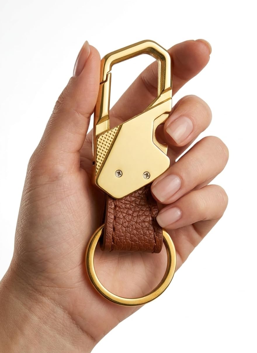Hook Gldn colour Car Keychain for Men & Women – Metal Key Ring, Durable, Stylish & Versatile Key Holder for Car, Bike, Bags & Gifts – Sleek Modern & Classic Design