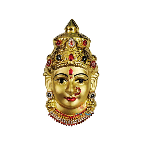 Festilo Brass Decorative Ammavari Face - Amman - Varalakshmi Face or Pooja (15x7.5 cm) (Gold, Brass), Religious