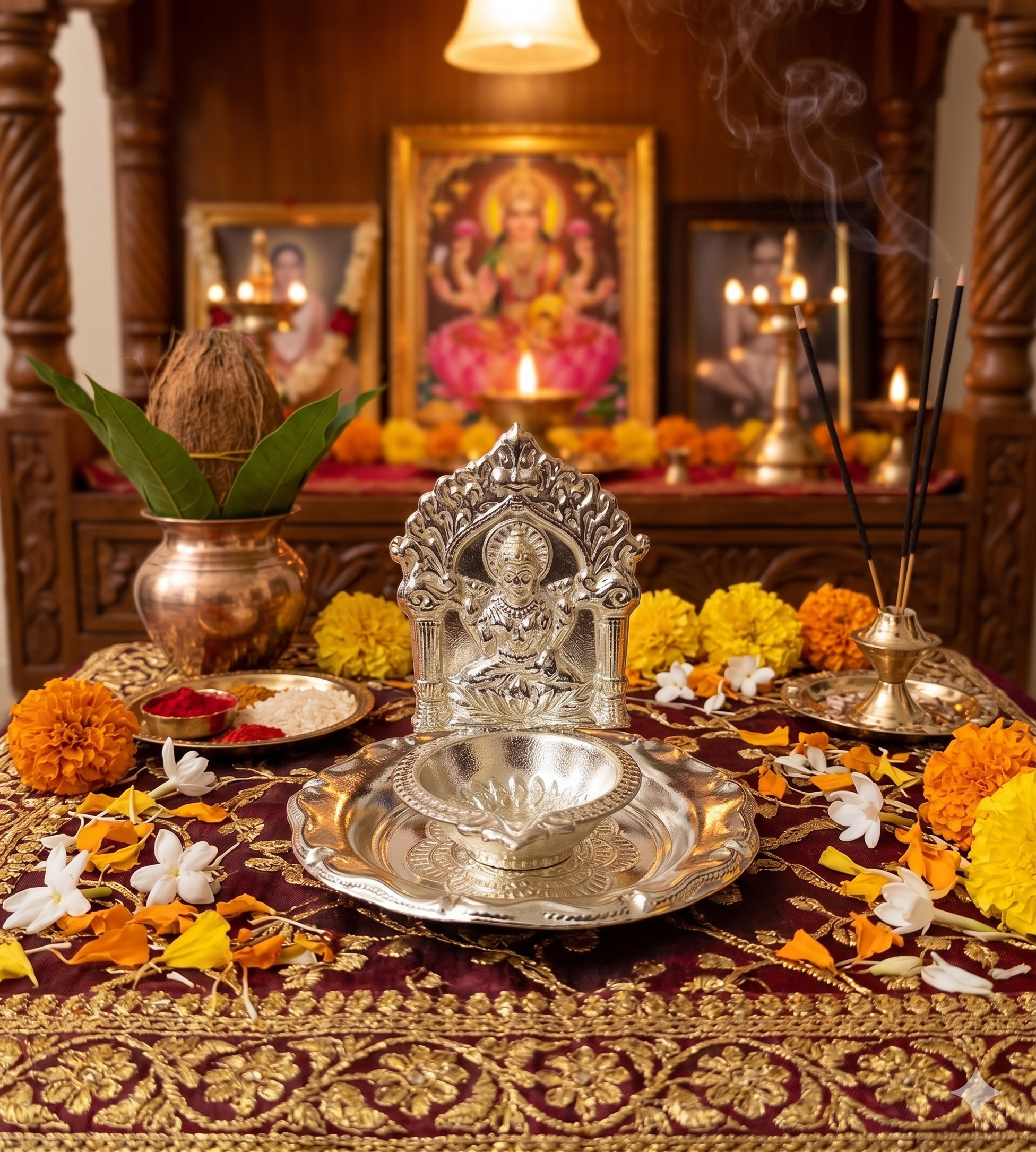 Festilo German Silver Diya Traditional Oil Lamp for Diwali Puja, Religious Rituals, Home Decor, Temple Worship, Festive Gifts Size 8cms