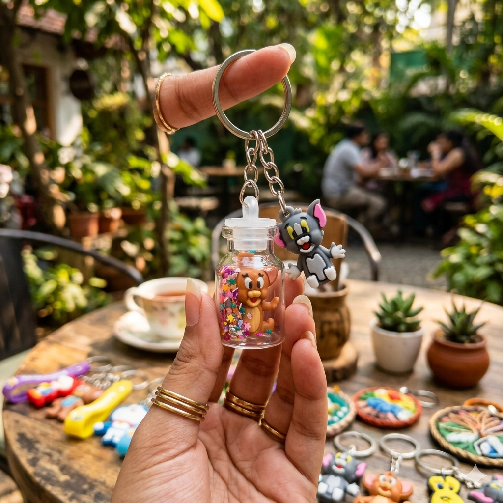 Festilo Rubber Keychain | Stylish Key Ring – [Jerry in Bottle]