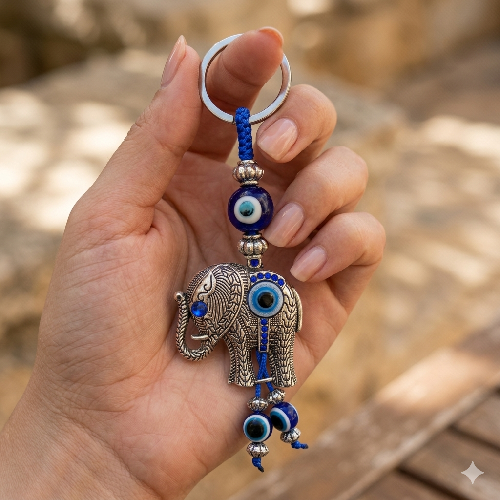Elephant Crystal Products Evil Eye Keychain Lucky Charm | Nazar Battu Keychain Handbag & Gifts | Positive Energy & Evil Protection (Copy)