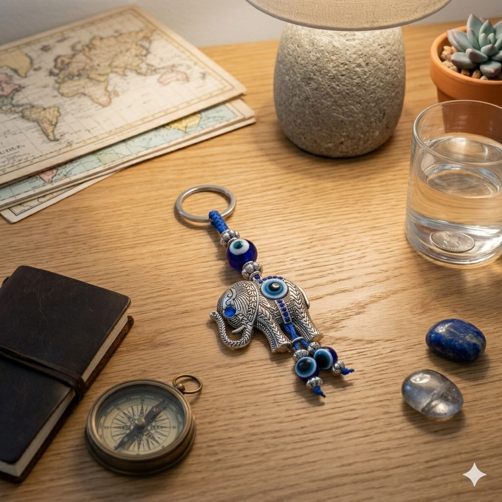 Elephant Crystal Products Evil Eye Keychain Lucky Charm | Nazar Battu Keychain Handbag & Gifts | Positive Energy & Evil Protection (Copy)