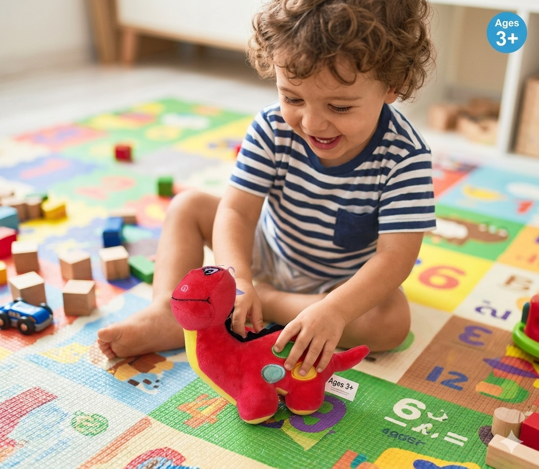 Festilo Dinosaur, Cute, Plush/Soft Toy, Suitable for Boys, Girls and Kids, Super-Soft, Safe, 34 cm (Red)