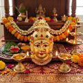 Festilo Brass Decorative Ammavari Face - Amman - Varalakshmi Face or Pooja (15x7.5 cm) (Gold, Brass), Religious